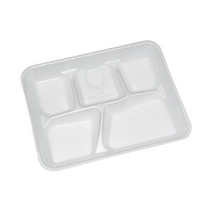 5 Compartment Foam School Lunch Tray 500
